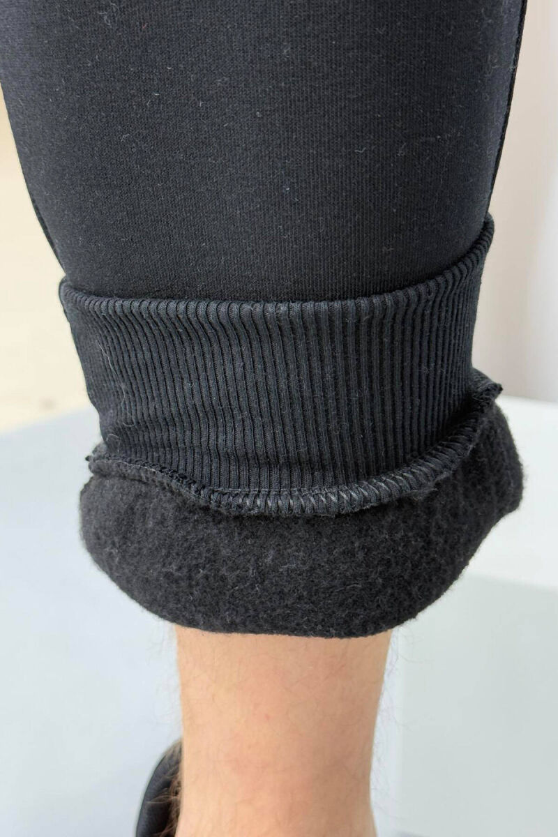 SIMPLE FLUFFY MEN SWEATPANTS IN BLACK COLOR - 4