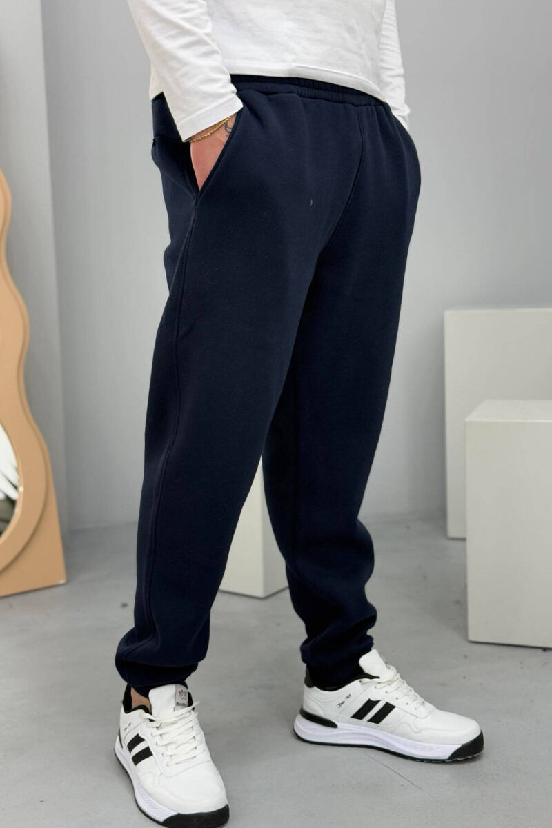 SIMPLE FLUFFY MEN SWEATPANTS IN BLUE COLOR - 3