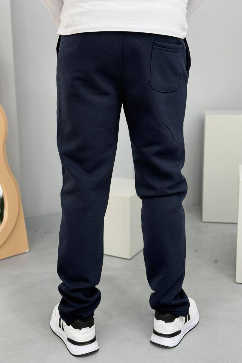 SIMPLE FLUFFY MEN SWEATPANTS IN DARK BLUE COLOR - 3