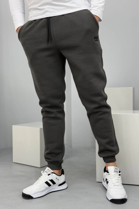 SIMPLE FLUFFY MEN SWEATPANTS IN DARK GREEN COLOR - 1