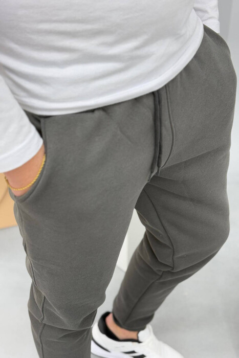 SIMPLE FLUFFY MEN SWEATPANTS IN DARK GREEN COLOR - 5