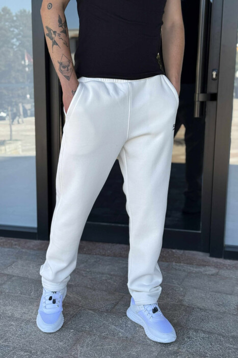 SIMPLE FLUFFY MEN SWEATPANTS WHITE-E BARDHE - 2