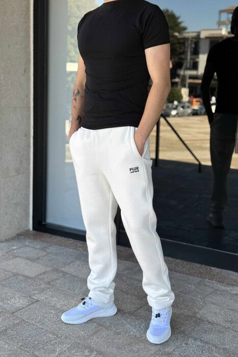SIMPLE FLUFFY MEN SWEATPANTS WHITE-E BARDHE - KLAUDIO FASHION