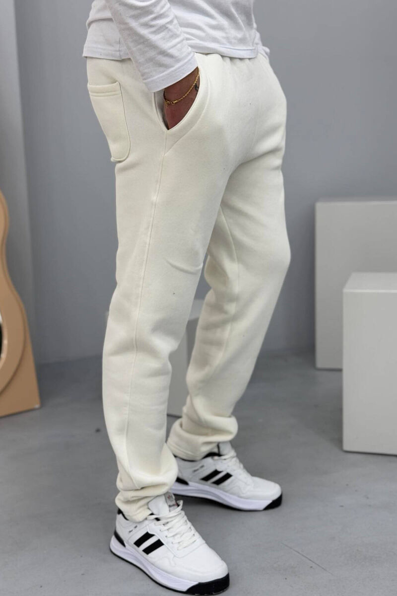 SIMPLE FLUFFY MEN SWEATPANTS IN CREAM COLOR - 2