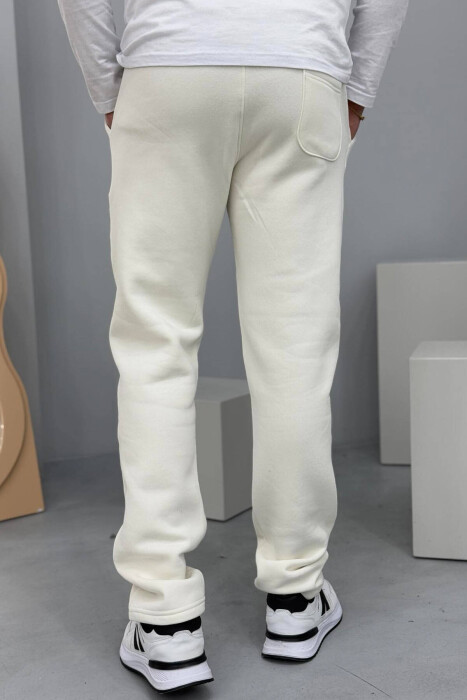 SIMPLE FLUFFY MEN SWEATPANTS IN CREAM COLOR - 3