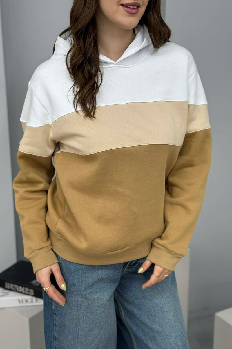 SIMPLE FLUFFY WOMEN HOODIE BEIGE/BEZHE - 3