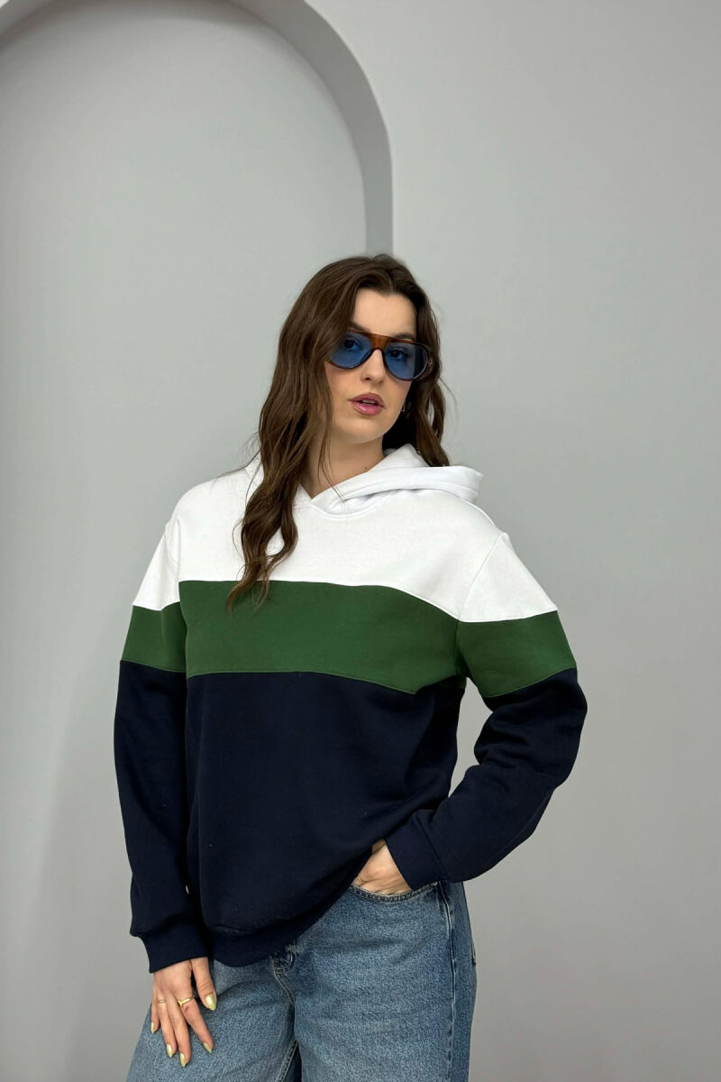 SIMPLE FLUFFY WOMEN HOODIE GREEN/JESHILE - 1