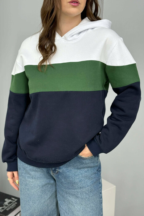 SIMPLE FLUFFY WOMEN HOODIE GREEN/JESHILE - 2