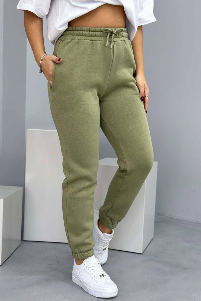 ONE COLOR FLUFFY WOMEN SWEATPANTS LIGHT GREY GZ SWEATPANTS KLAUDIO FASHION ROY 2288