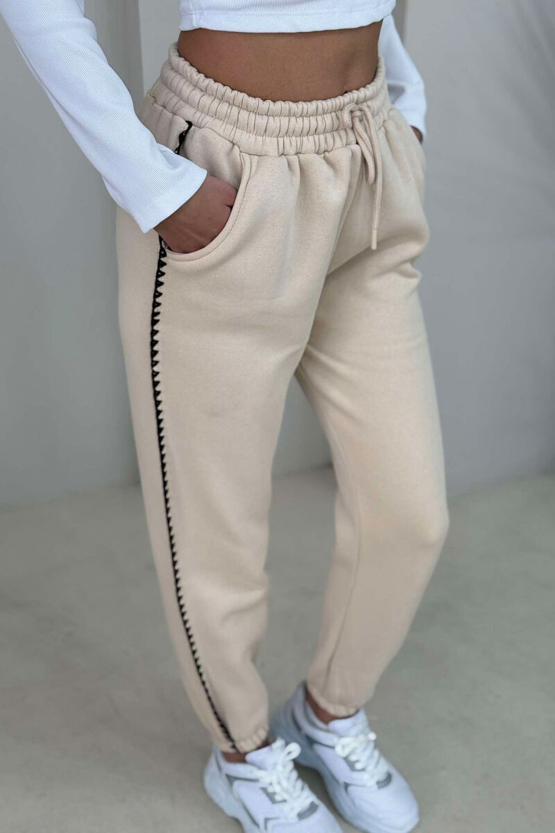 SIMPLE FLUFFY WOMEN SWEATPANTS BEIGE/BEZHE - 3