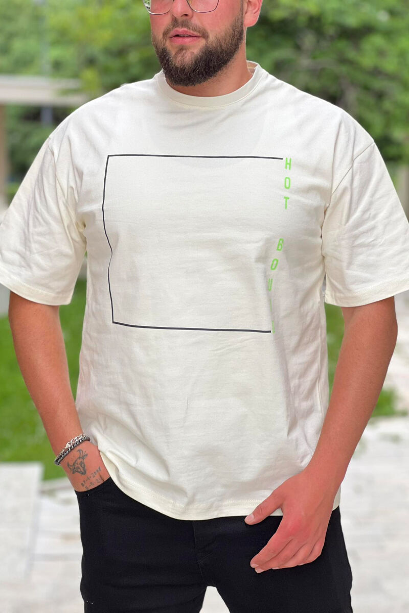 SIMPLE FRONT DESIGN MEN T-SHIRT CREAM/KREM - 1