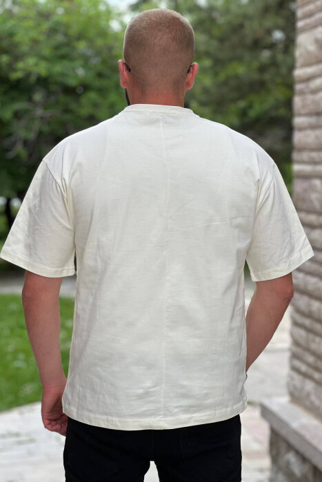 SIMPLE FRONT DESIGN MEN T-SHIRT CREAM/KREM - 2