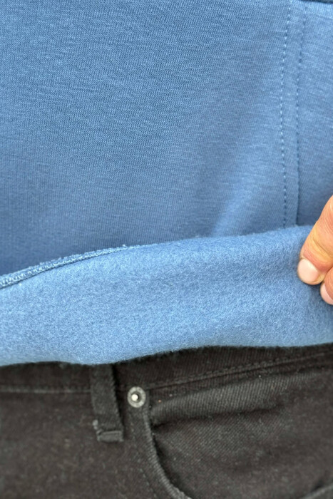 SIMPLE FRONT WRITTINGS FLUFFY MEN HOODIE BLUE/BLU - 4