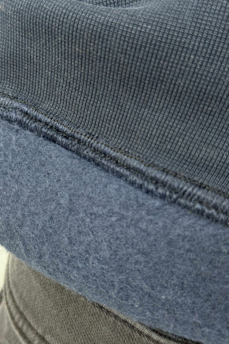 SIMPLE FRONT WRITTINGS FLUFFY MEN HOODIE DARK BLUE/BEE - 4