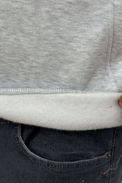 SIMPLE FRONT WRITTINGS FLUFFY MEN HOODIE LIGHT GREY/GZ - 3