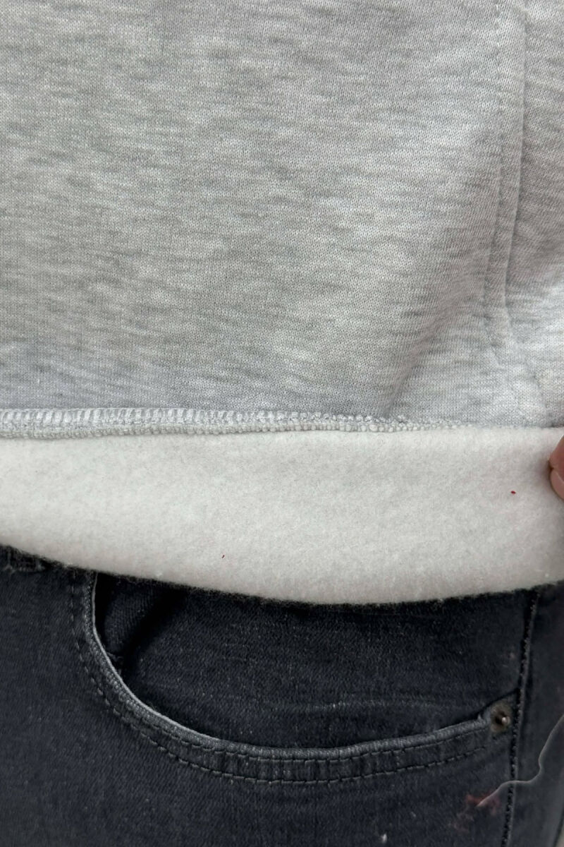 SIMPLE FRONT WRITTINGS FLUFFY MEN HOODIE LIGHT GREY/GZ - 3