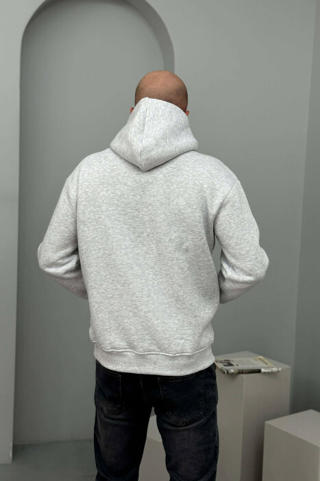 SIMPLE FRONT WRITTINGS FLUFFY MEN HOODIE LIGHT GREY/GZ - 4