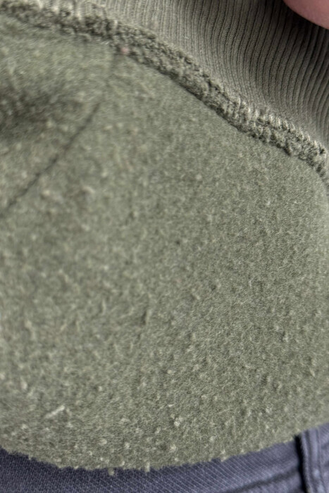 SIMPLE FRONT WRITTINGS FLUFFY MEN HOODIE OLIVE/ULLI - 4