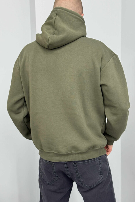 SIMPLE FRONT WRITTINGS FLUFFY MEN HOODIE OLIVE/ULLI - 5