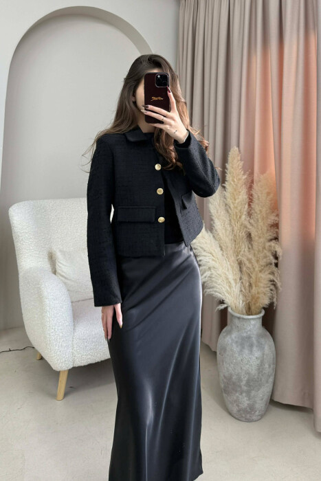 SIMPLE GOLD BUTTONS WOMEN JACKET BLACK/ E ZEZE - 2