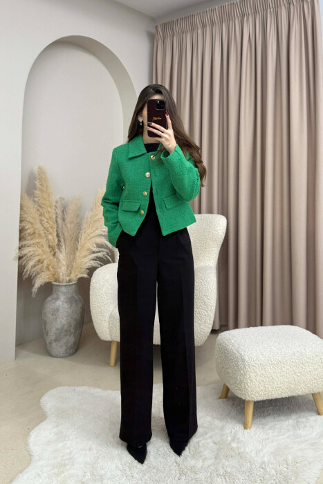 SIMPLE GOLD BUTTONS WOMEN JACKET GREEN/JESHILE 