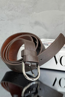 SIMPLE HALF MOON WOMEN BELT BROWN+SILVER/KAFE+ARGJEND 