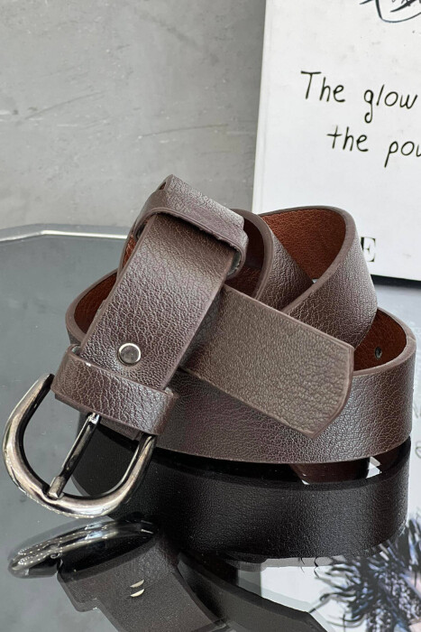 SIMPLE HALF MOON WOMEN BELT BROWN+SILVER/KAFE+ARGJEND - 2