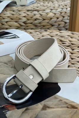 SIMPLE HALF MOON WOMEN BELT CREAM+SILVER/KREM+ARGJEND 