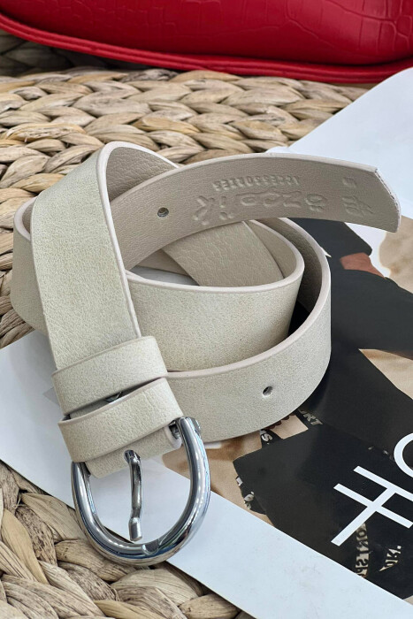 SIMPLE HALF MOON WOMEN BELT CREAM+SILVER/KREM+ARGJEND - 2