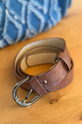 SIMPLE HALF MOON WOMEN BELT LIGHT BROWN+GREY/KAFE ZB+GRI 