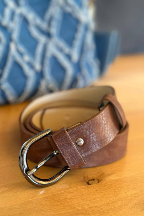 SIMPLE HALF MOON WOMEN BELT LIGHT BROWN+GREY/KAFE ZB+GRI - 2