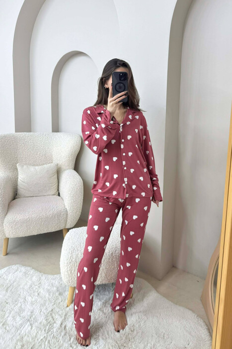 SIMPLE HEARTS DESIGN SHIRT+TROUSERS WOMEN PYJAMAS VINEGAR/UTHULL 
