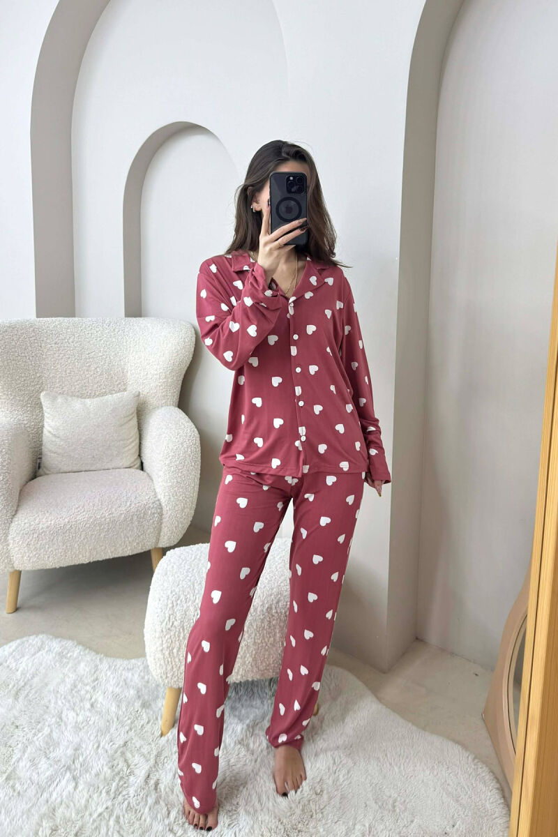 SIMPLE HEARTS DESIGN SHIRT+TROUSERS WOMEN PYJAMAS VINEGAR/UTHULL - 1