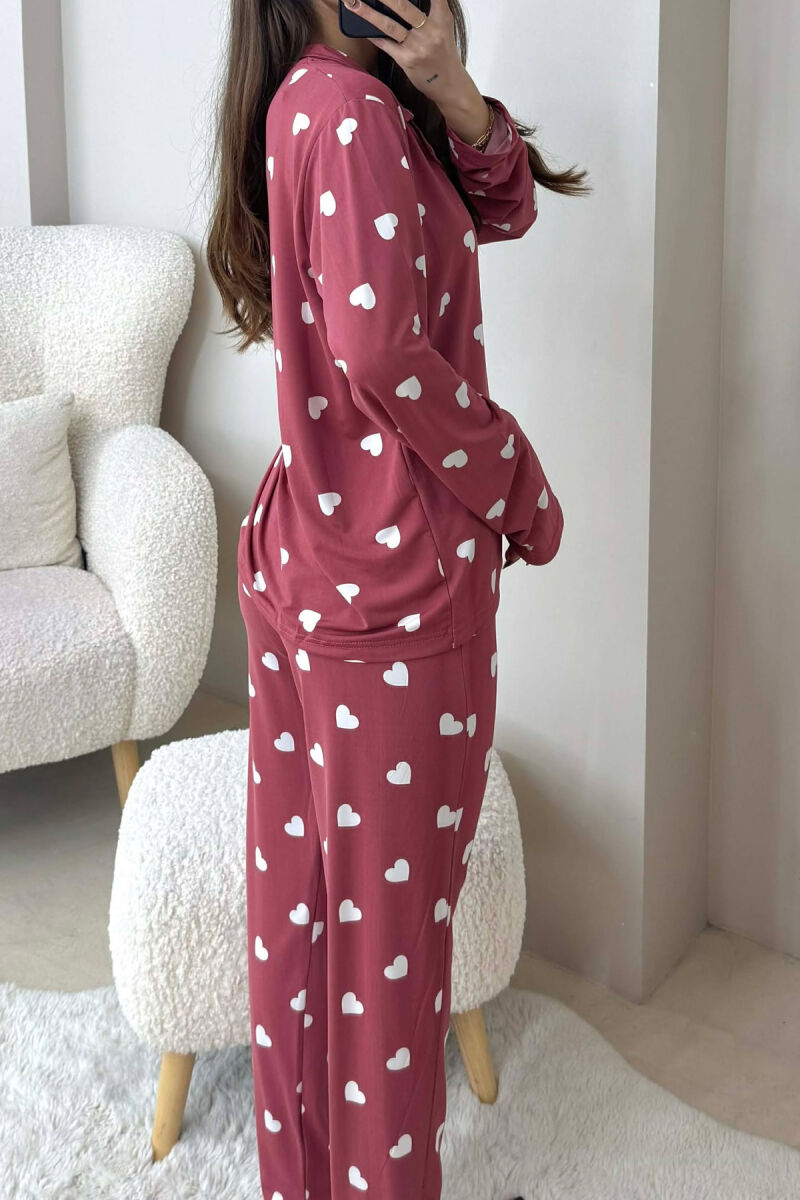 SIMPLE HEARTS DESIGN SHIRT+TROUSERS WOMEN PYJAMAS VINEGAR/UTHULL - 4