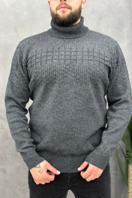 SIMPLE HIGH NECK MEN SWATER DARK GREY/GEE 