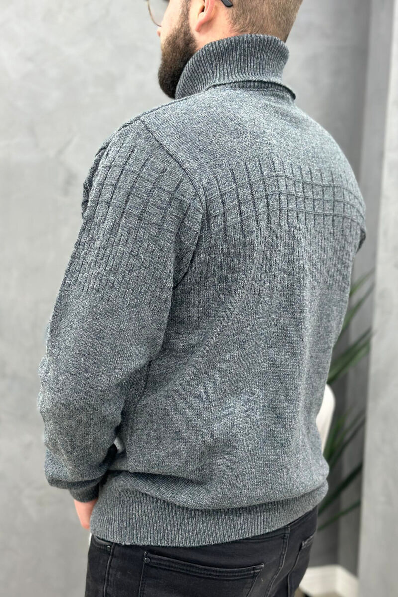 SIMPLE HIGH NECK MEN SWATER GREY/GRI - 3