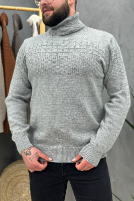 SIMPLE HIGH NECK MEN SWATER LIGHT GREY/GZ 