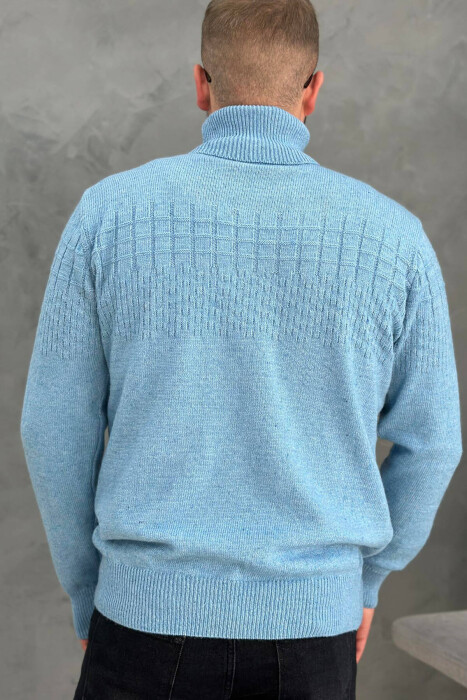 SIMPLE HIGH NECK MEN SWATER LIGHTBLUE/BZ - 2