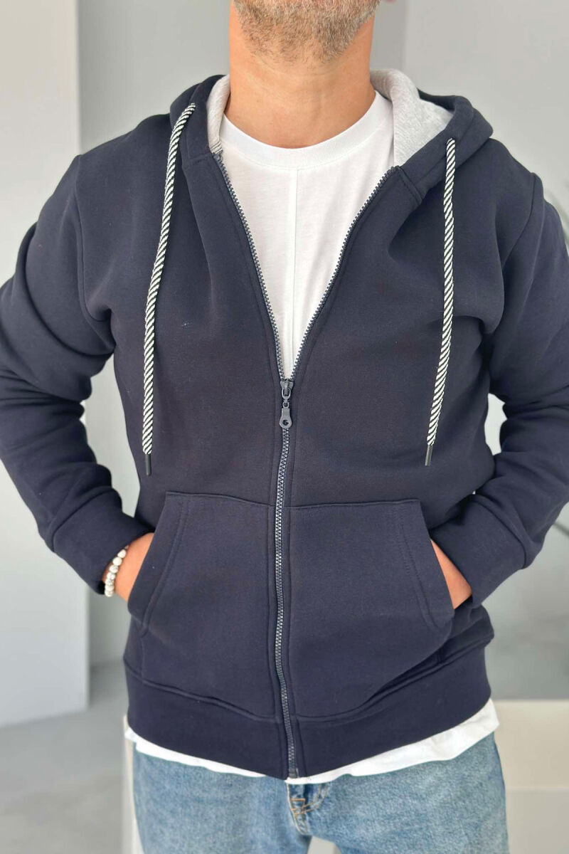 SIMPLE HOOD MEN JACKET DARK BLUE/BEE - 1