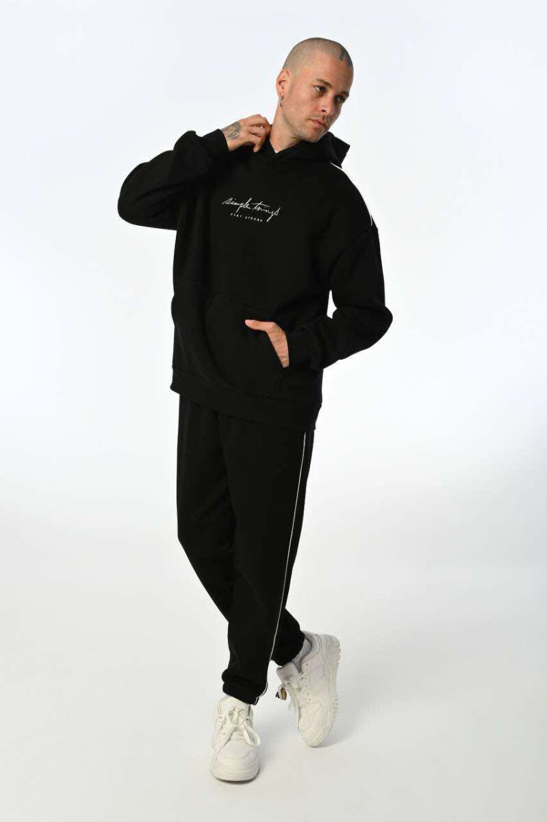 SIMPLE HOODED MEN FLUFFY SET BLACK/ E ZEZE - 2