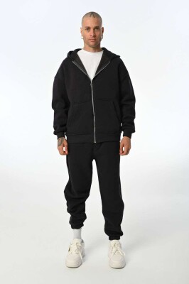 SIMPLE HOODED MEN FLUFFY SET BLACK/ E ZEZE 