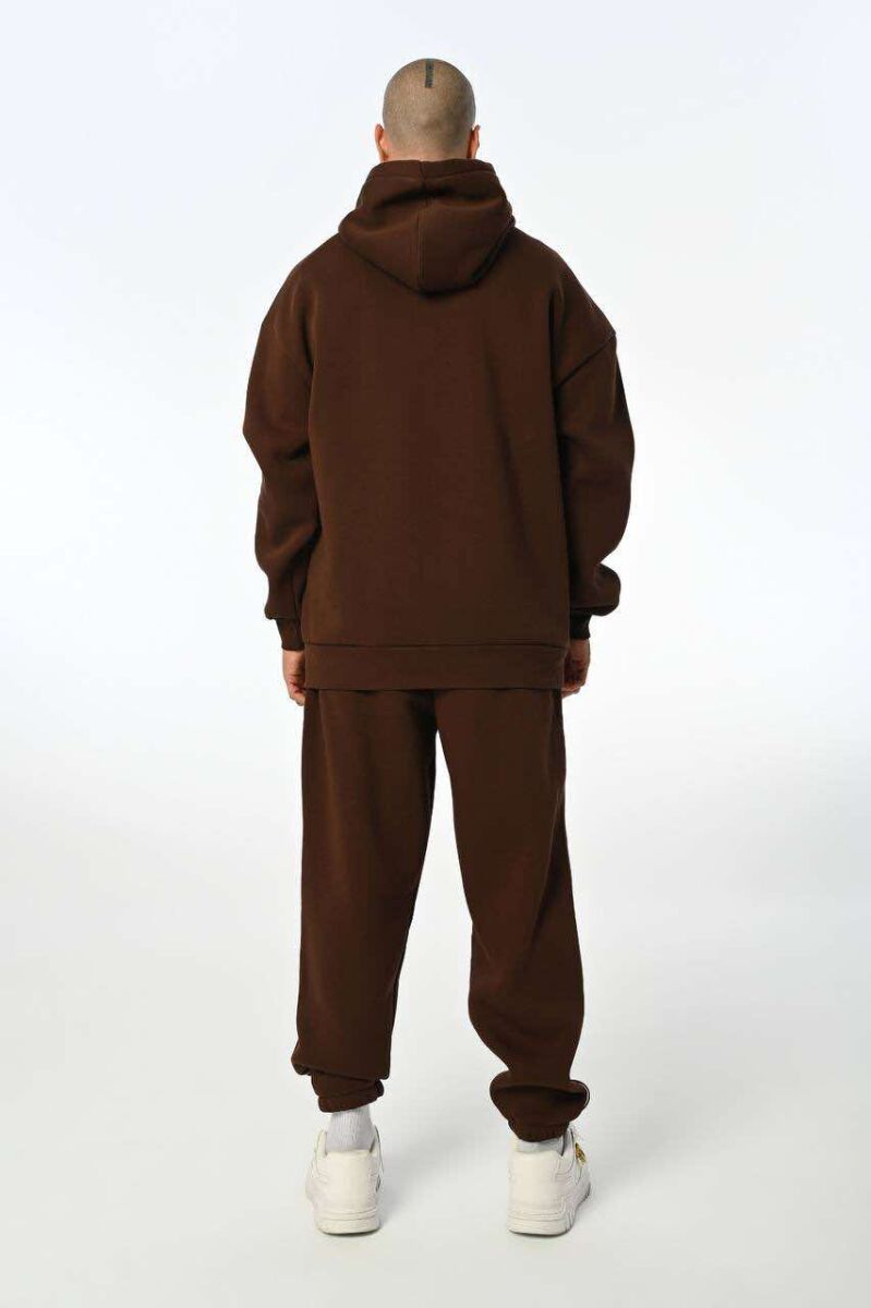 SIMPLE HOODED MEN FLUFFY SET BROWN/KAFE - 3