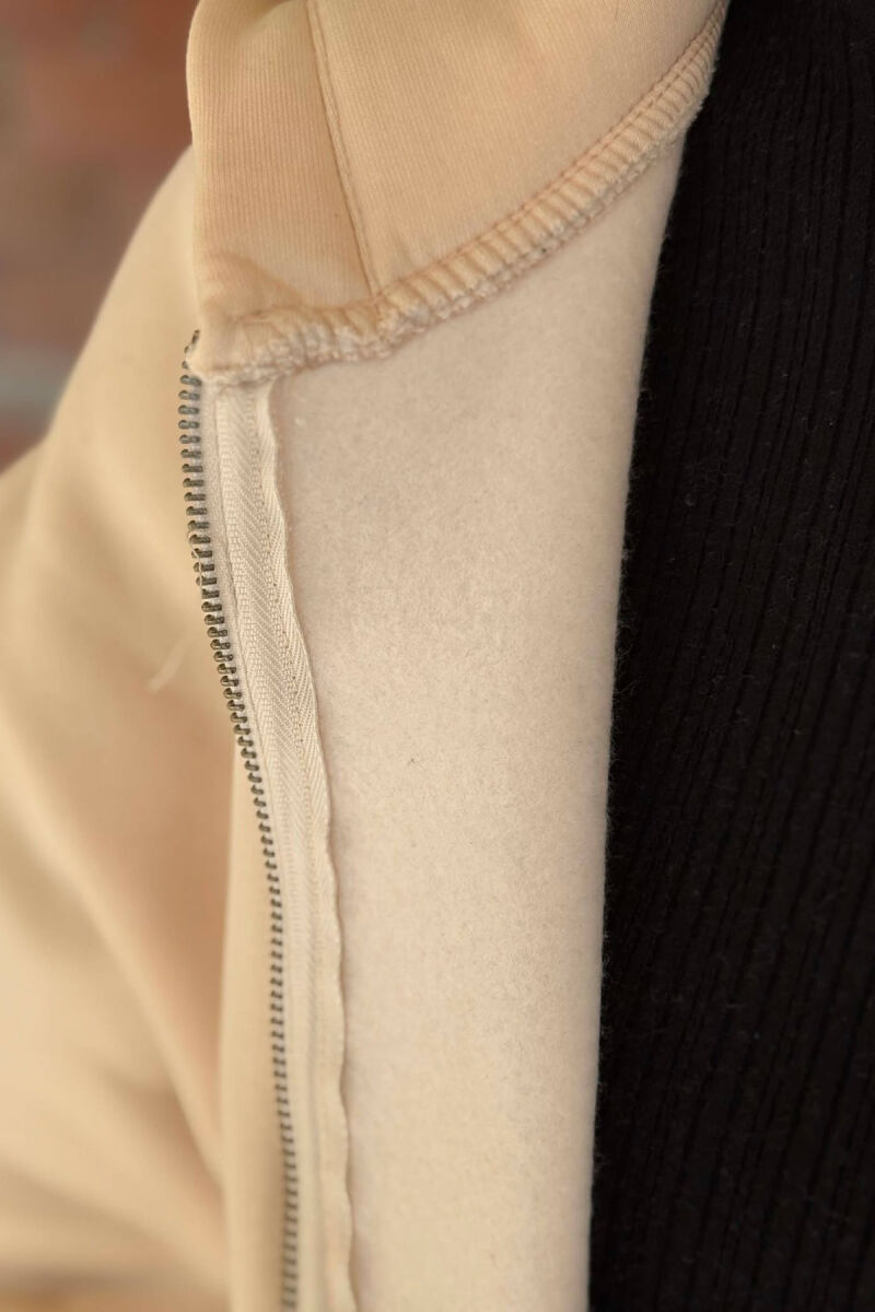 SIMPLE HOODED WOMEN FLUFFY SET CREAM/KREM - 10