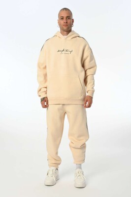 SIMPLE HOODED MEN FLUFFY SET CREAM/KREM 