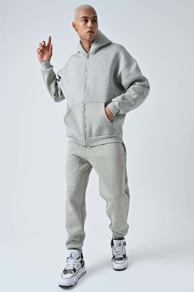 SIMPLE HOODED MEN FLUFFY SET LIGHT GREY/GZ - 2