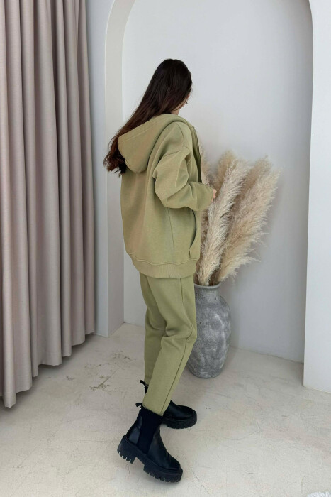 SIMPLE HOODED WOMEN FLUFFY SET OLIVE/ULLI - 6