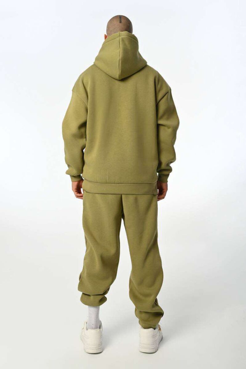 SIMPLE HOODED MEN FLUFFY SET OLIVE/ULLI - 2