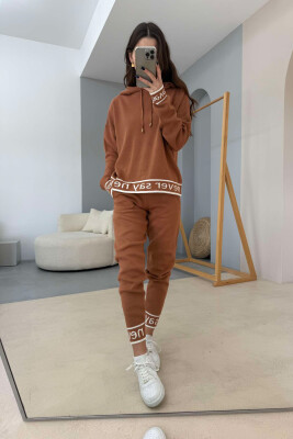 SIMPLE HOODED WOMEN SET BRICK/TULLE 