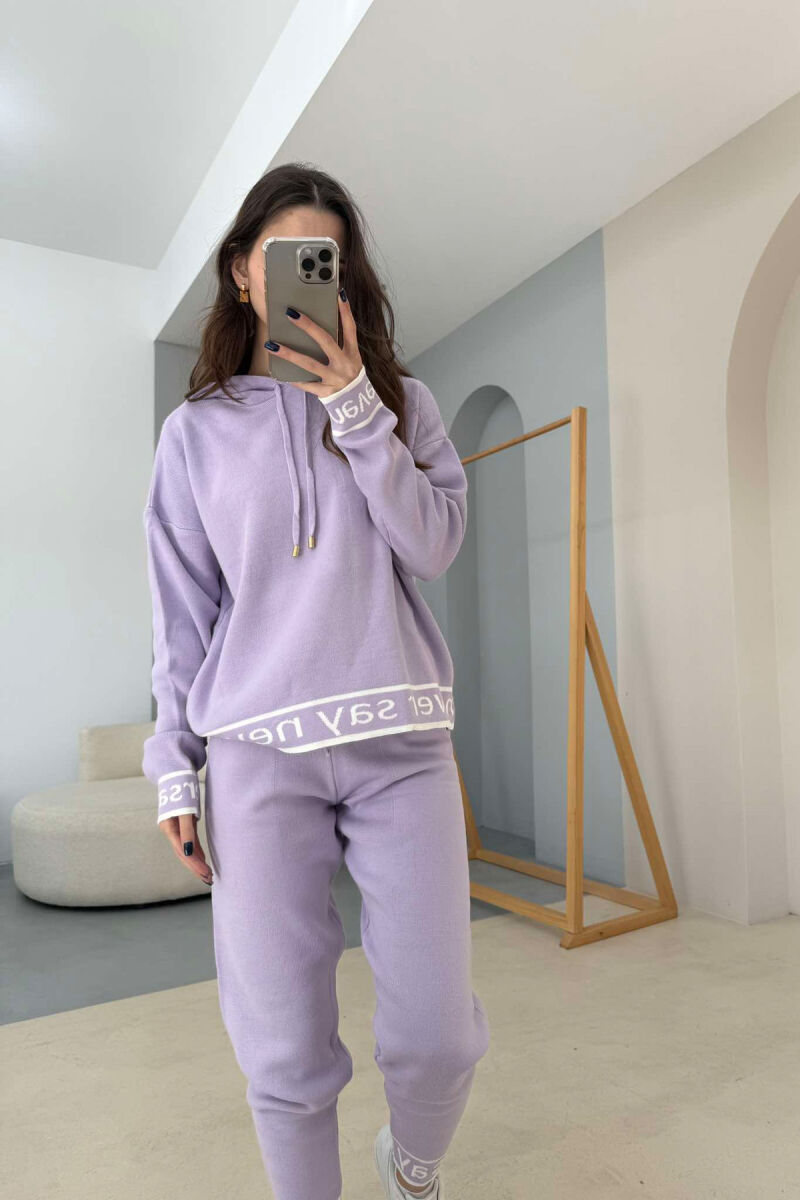 SIMPLE HOODED WOMEN SET LIGHT PURPLE/LEZB - 2