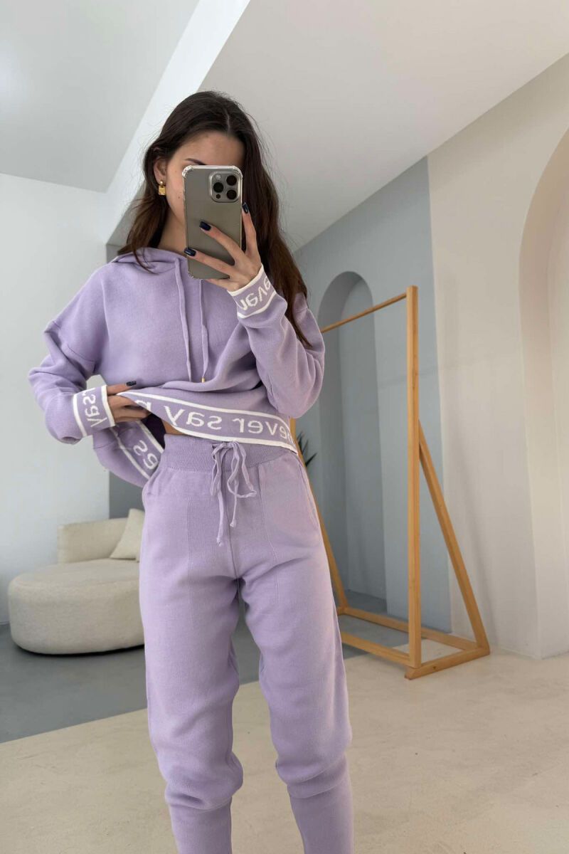 SIMPLE HOODED WOMEN SET LIGHT PURPLE/LEZB - 3